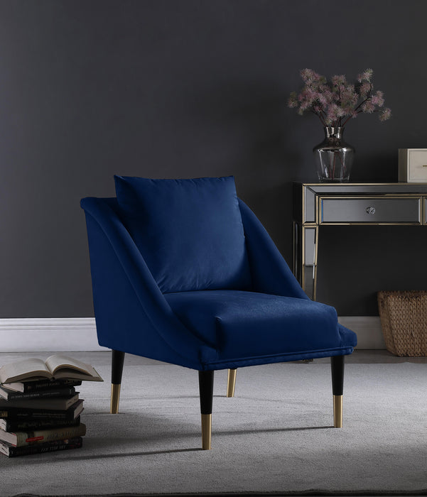 Elegante Navy Velvet Accent Chair - Bargain Furniture (Detroit, MI)