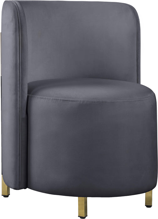 Rotunda Grey Velvet Accent Chair - Bargain Furniture (Detroit, MI)