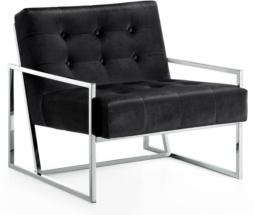 Alexis Black Velvet Accent Chair - Bargain Furniture (Detroit, MI)