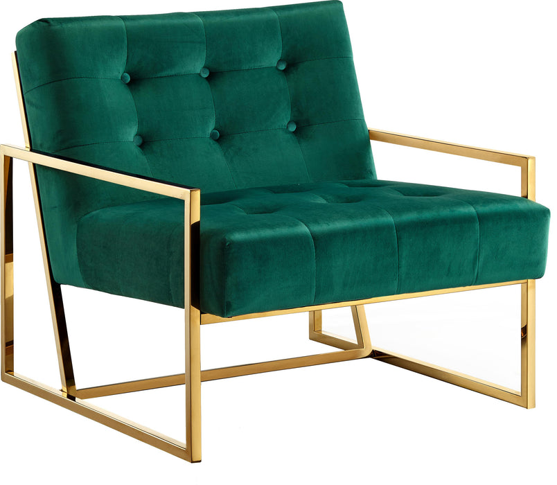 Pierre Green Velvet Accent Chair - Bargain Furniture (Detroit, MI)