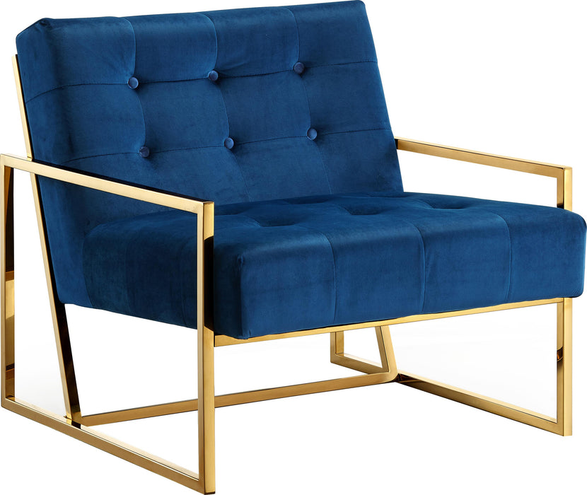 Pierre Navy Velvet Accent Chair - Bargain Furniture (Detroit, MI)