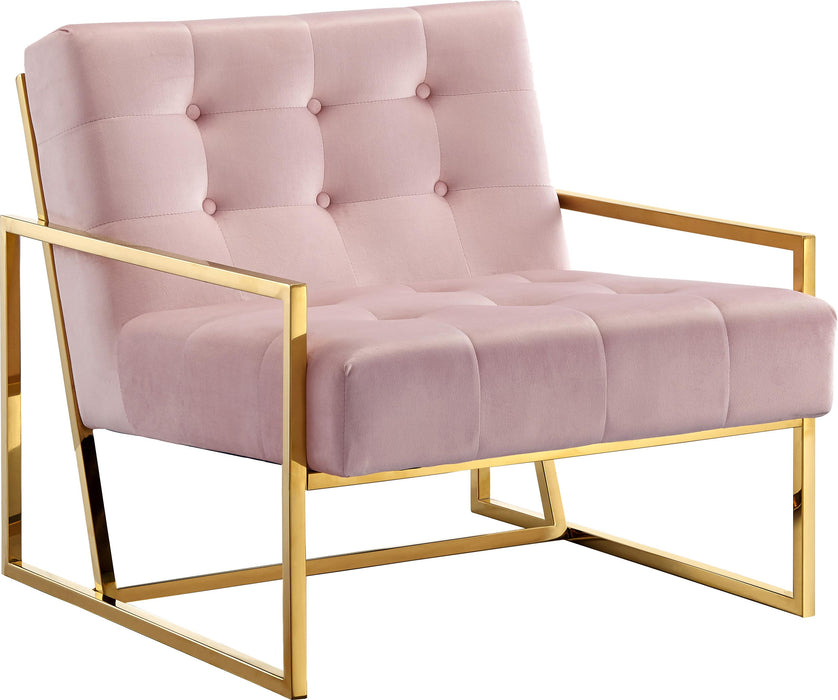 Pierre Pink Velvet Accent Chair - Bargain Furniture (Detroit, MI)