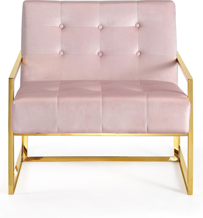 Pierre Pink Velvet Accent Chair - Bargain Furniture (Detroit, MI)