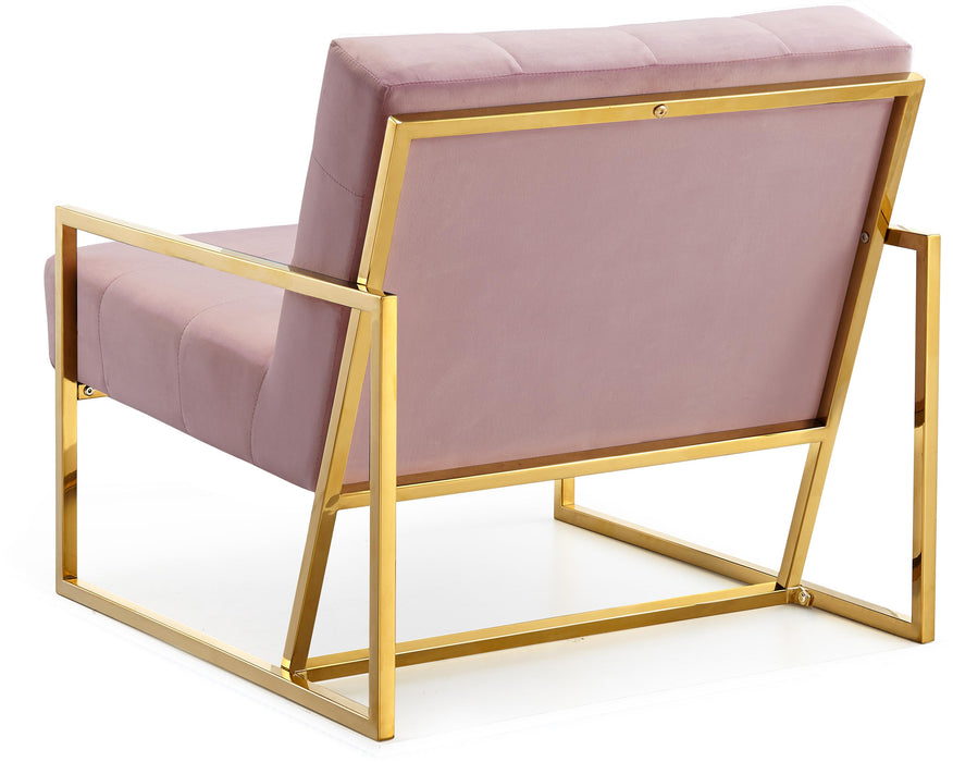Pierre Pink Velvet Accent Chair - Bargain Furniture (Detroit, MI)