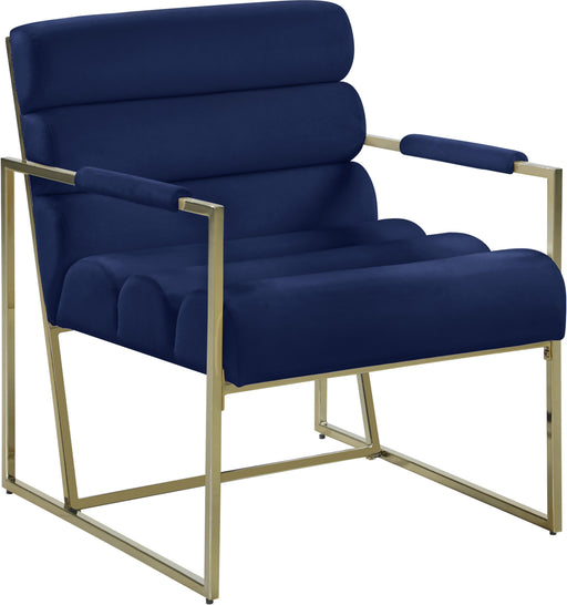 Wayne Navy Velvet Accent Chair - Bargain Furniture (Detroit, MI)
