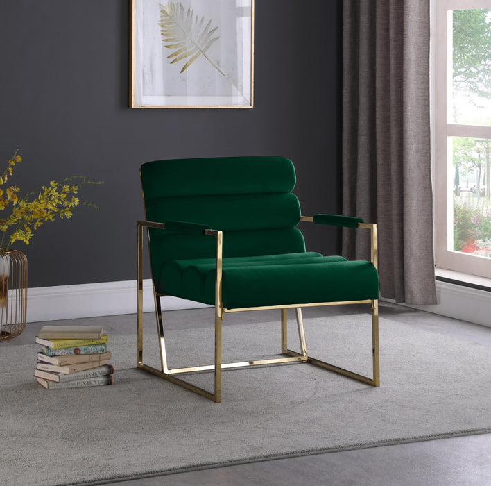 Wayne Green Velvet Accent Chair - Bargain Furniture (Detroit, MI)