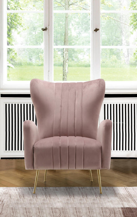Opera Pink Velvet Accent Chair - Bargain Furniture (Detroit, MI)