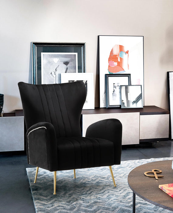 Opera Black Velvet Accent Chair - Bargain Furniture (Detroit, MI)