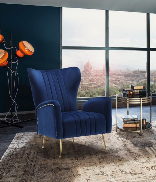 Opera Navy Velvet Accent Chair - Bargain Furniture (Detroit, MI)