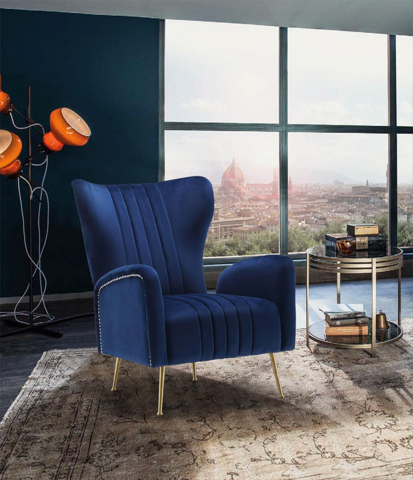Opera Navy Velvet Accent Chair - Bargain Furniture (Detroit, MI)