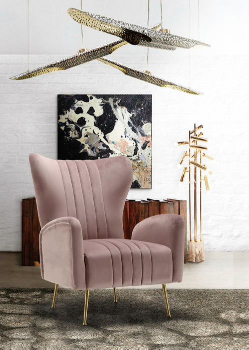 Opera Pink Velvet Accent Chair - Bargain Furniture (Detroit, MI)