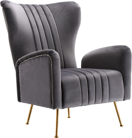 Opera Grey Velvet Accent Chair - Bargain Furniture (Detroit, MI)