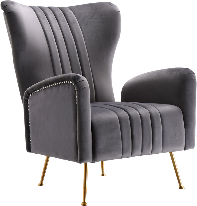 Opera Grey Velvet Accent Chair - Bargain Furniture (Detroit, MI)