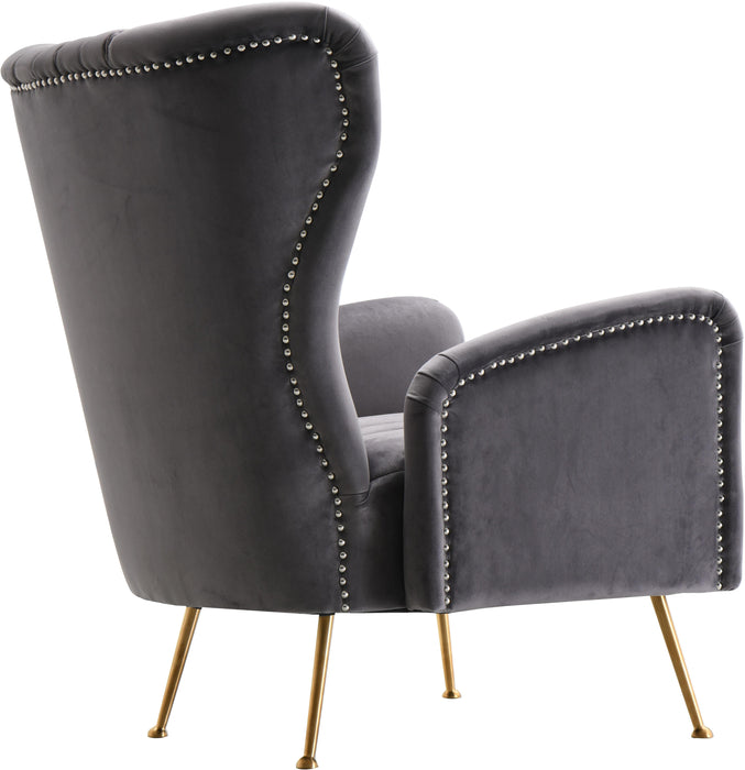Opera Grey Velvet Accent Chair - Bargain Furniture (Detroit, MI)