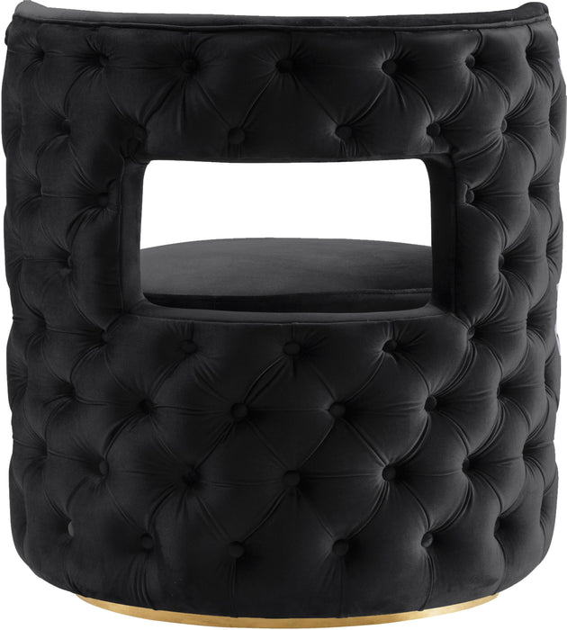 Theo Black Velvet Accent Chair - Bargain Furniture (Detroit, MI)