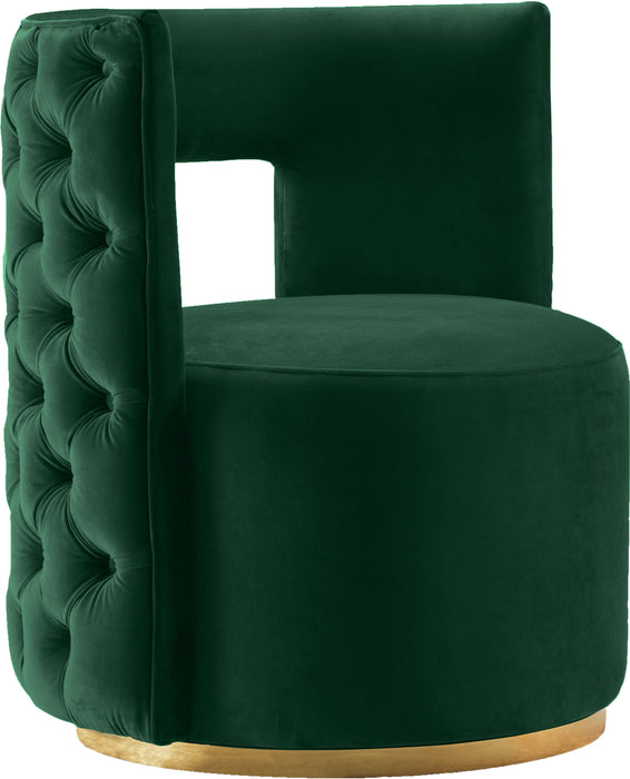 Theo Green Velvet Accent Chair - Bargain Furniture (Detroit, MI)