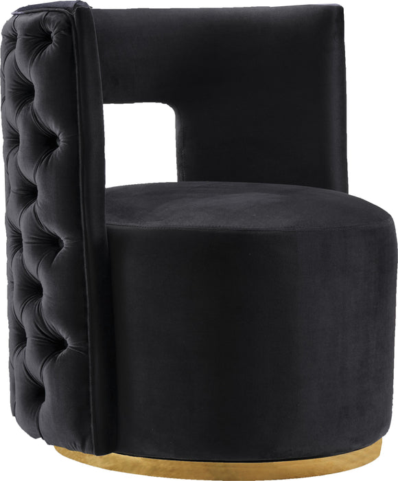 Theo Black Velvet Accent Chair - Bargain Furniture (Detroit, MI)