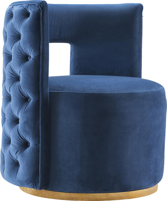 Theo Navy Velvet Accent Chair - Bargain Furniture (Detroit, MI)