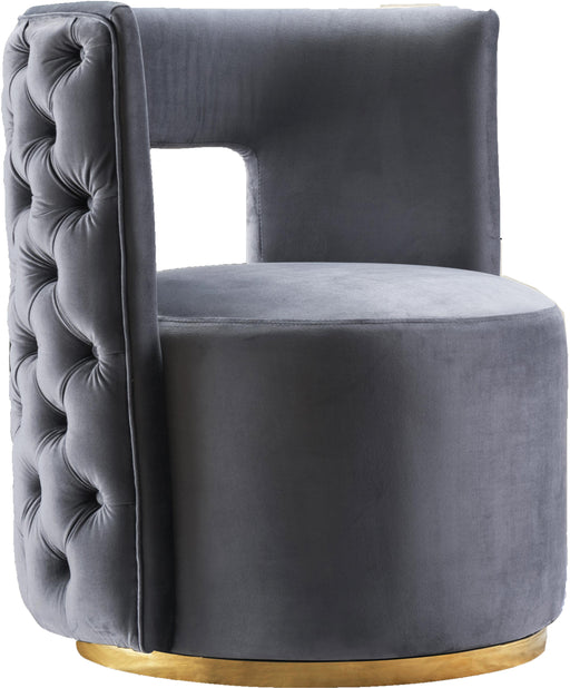 Theo Grey Velvet Accent Chair - Bargain Furniture (Detroit, MI)