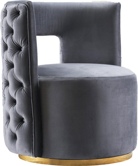 Theo Grey Velvet Accent Chair - Bargain Furniture (Detroit, MI)