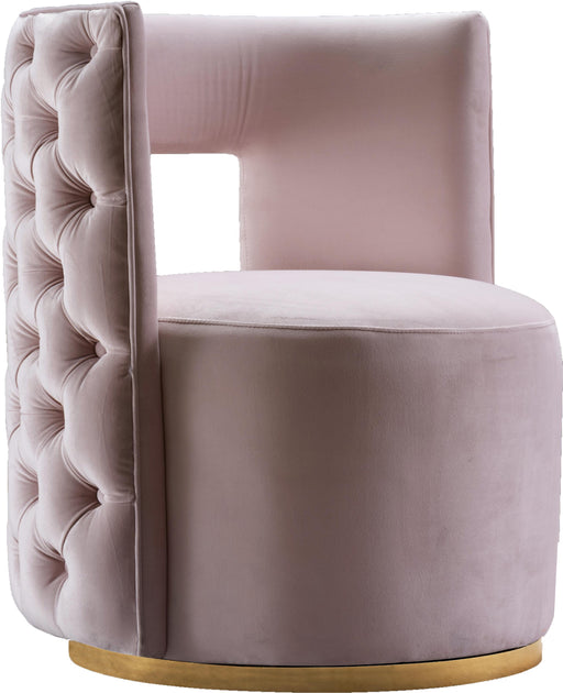 Theo Pink Velvet Accent Chair - Bargain Furniture (Detroit, MI)