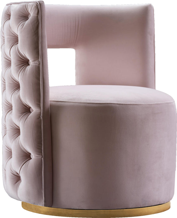 Theo Pink Velvet Accent Chair - Bargain Furniture (Detroit, MI)