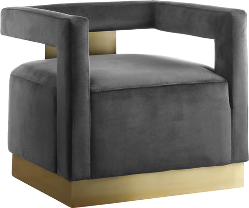 Armani Grey Velvet Accent Chair - Bargain Furniture (Detroit, MI)