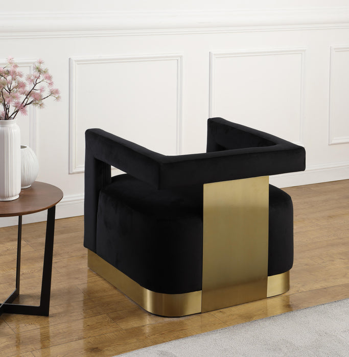 Armani Black Velvet Accent Chair - Bargain Furniture (Detroit, MI)
