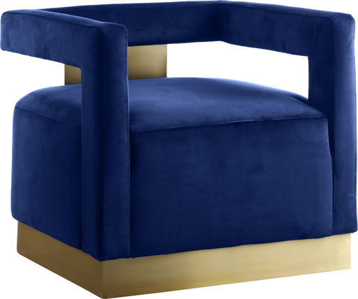 Armani Navy Velvet Accent Chair - Bargain Furniture (Detroit, MI)