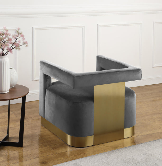 Armani Grey Velvet Accent Chair - Bargain Furniture (Detroit, MI)