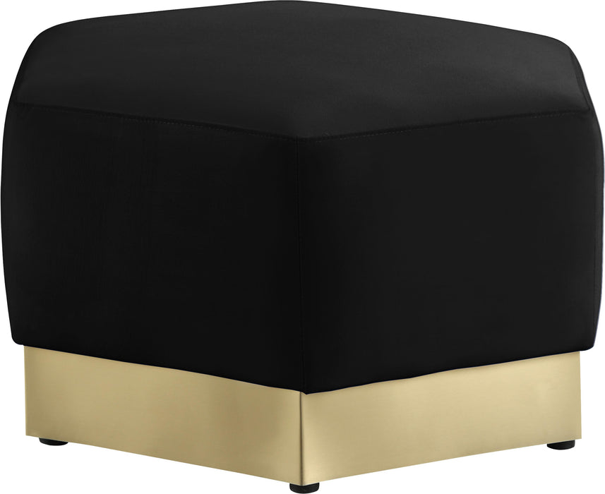 Marquis Black Velvet Ottoman - Bargain Furniture (Detroit, MI)
