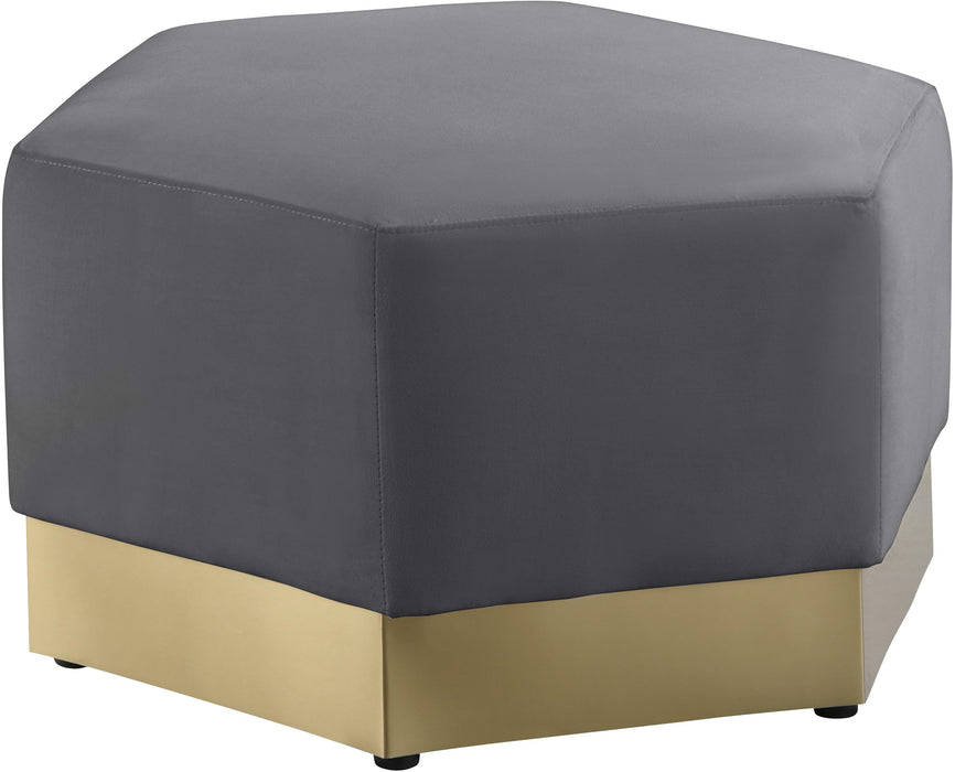 Marquis Grey Velvet Ottoman - Bargain Furniture (Detroit, MI)