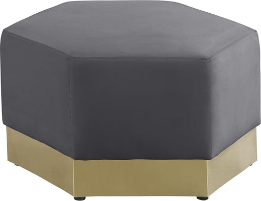 Marquis Grey Velvet Ottoman - Bargain Furniture (Detroit, MI)
