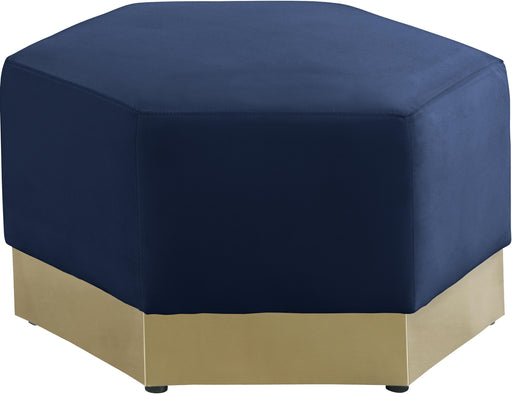 Marquis Navy Velvet Ottoman - Bargain Furniture (Detroit, MI)