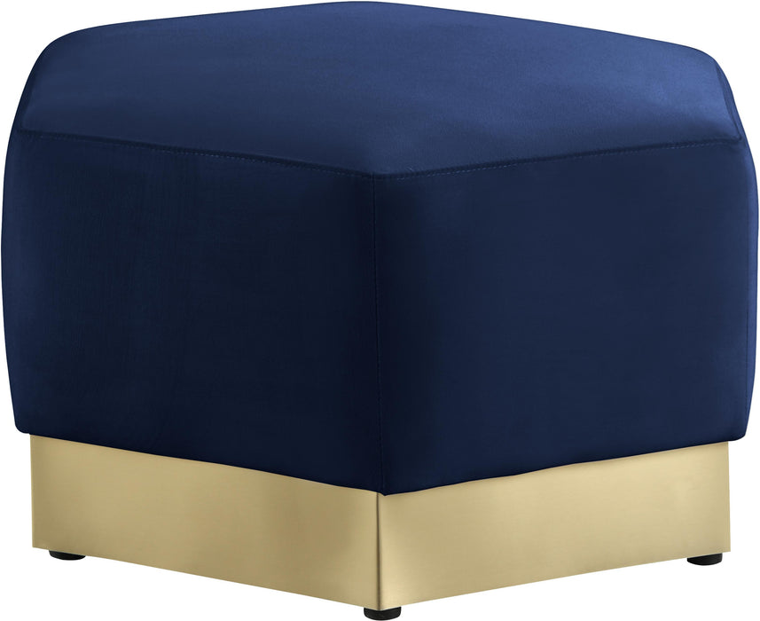 Marquis Navy Velvet Ottoman - Bargain Furniture (Detroit, MI)