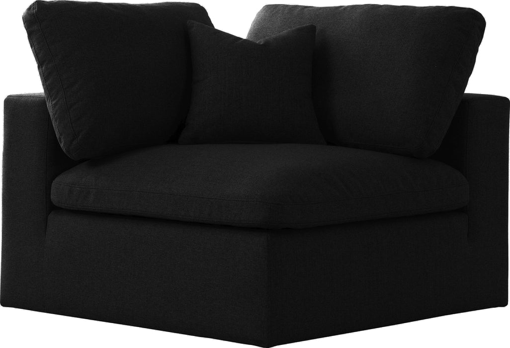 Serene Black Linen Fabric Deluxe Cloud Corner Chair - Bargain Furniture (Detroit, MI)