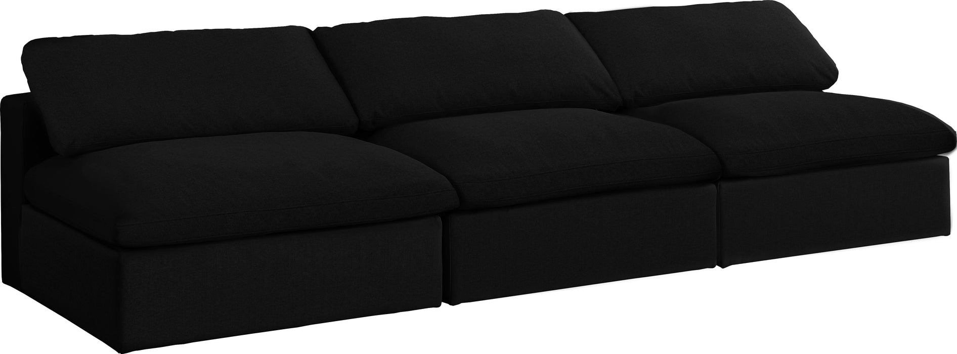 Serene Black Linen Fabric Deluxe Cloud Modular Armless Sofa - Bargain Furniture (Detroit, MI)