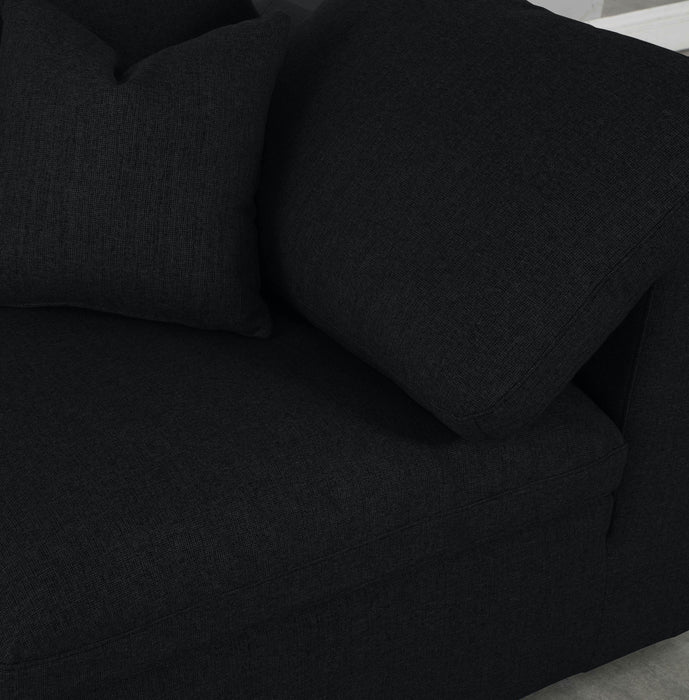 Serene Black Linen Fabric Deluxe Cloud Corner Chair - Bargain Furniture (Detroit, MI)