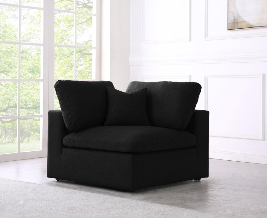 Serene Black Linen Fabric Deluxe Cloud Corner Chair - Bargain Furniture (Detroit, MI)