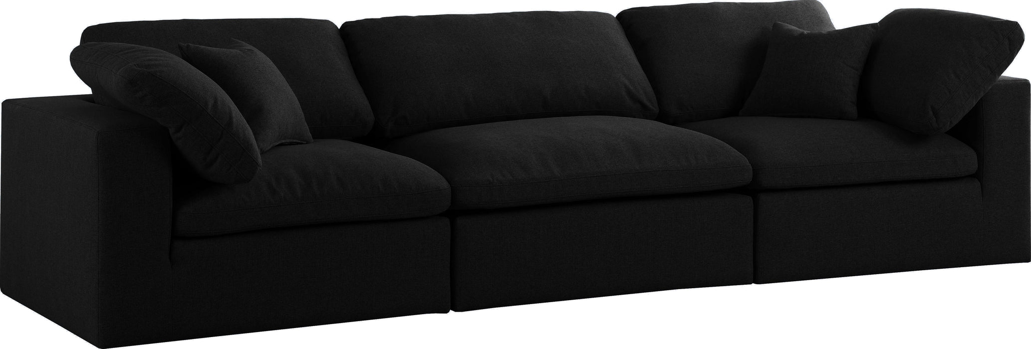 Serene Black Linen Fabric Deluxe Cloud Modular Sofa - Bargain Furniture (Detroit, MI)