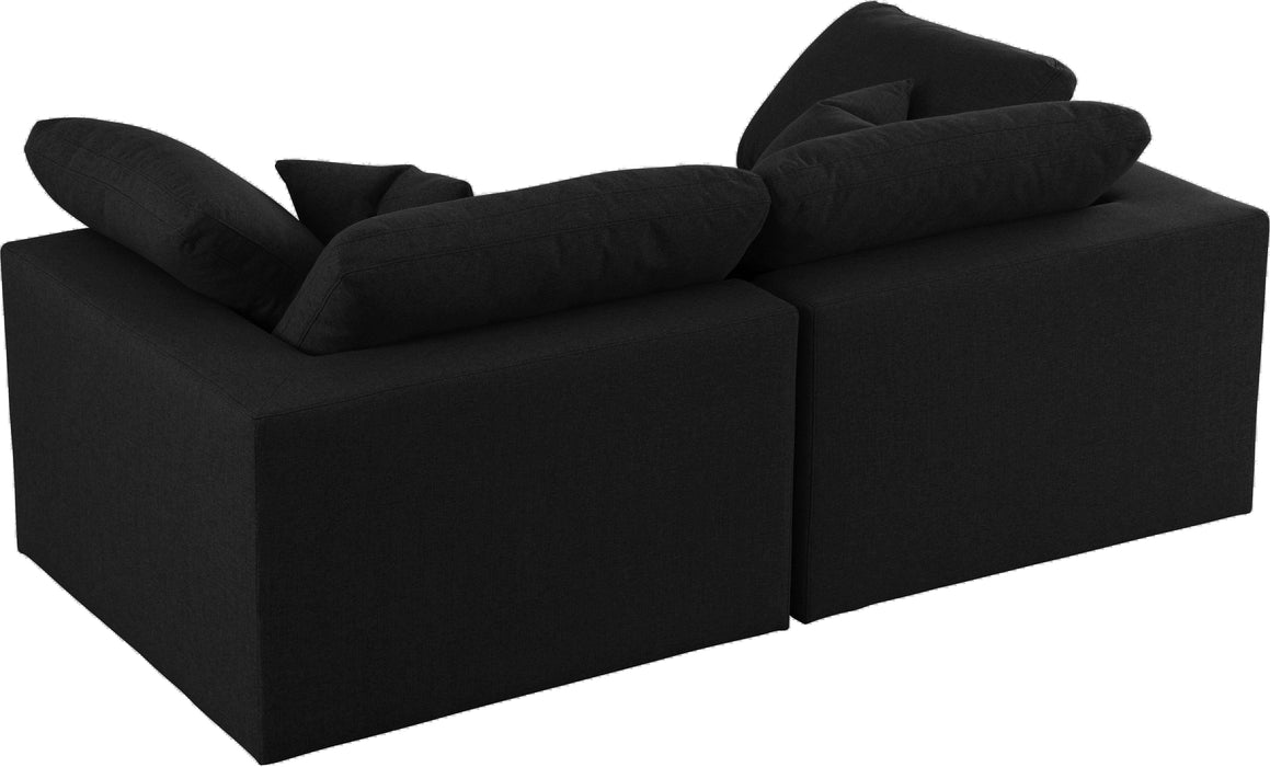 Serene Black Linen Fabric Deluxe Cloud Modular Sofa - Bargain Furniture (Detroit, MI)
