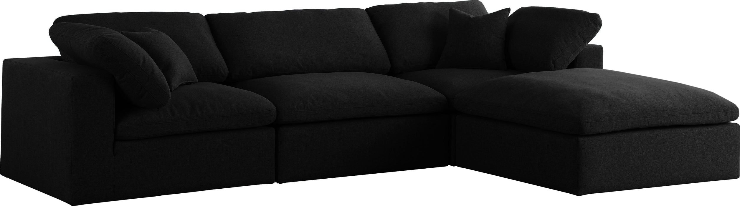 Serene Black Linen Fabric Deluxe Cloud Modular Sectional - Bargain Furniture (Detroit, MI)