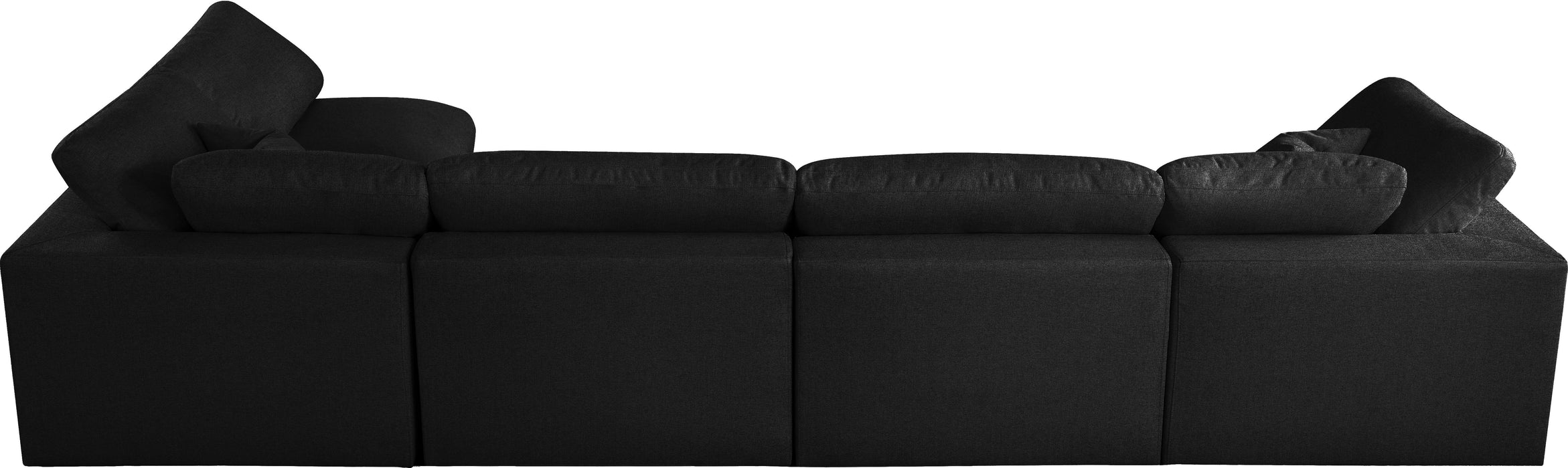 Serene Black Linen Fabric Deluxe Cloud Modular Sectional - Bargain Furniture (Detroit, MI)