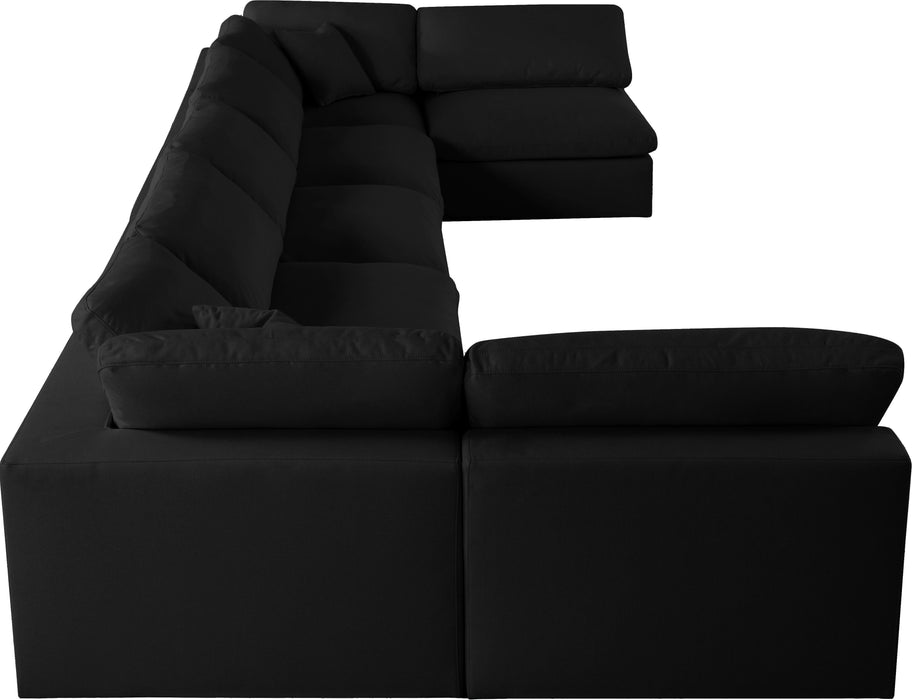 Serene Black Linen Fabric Deluxe Cloud Modular Sectional - Bargain Furniture (Detroit, MI)