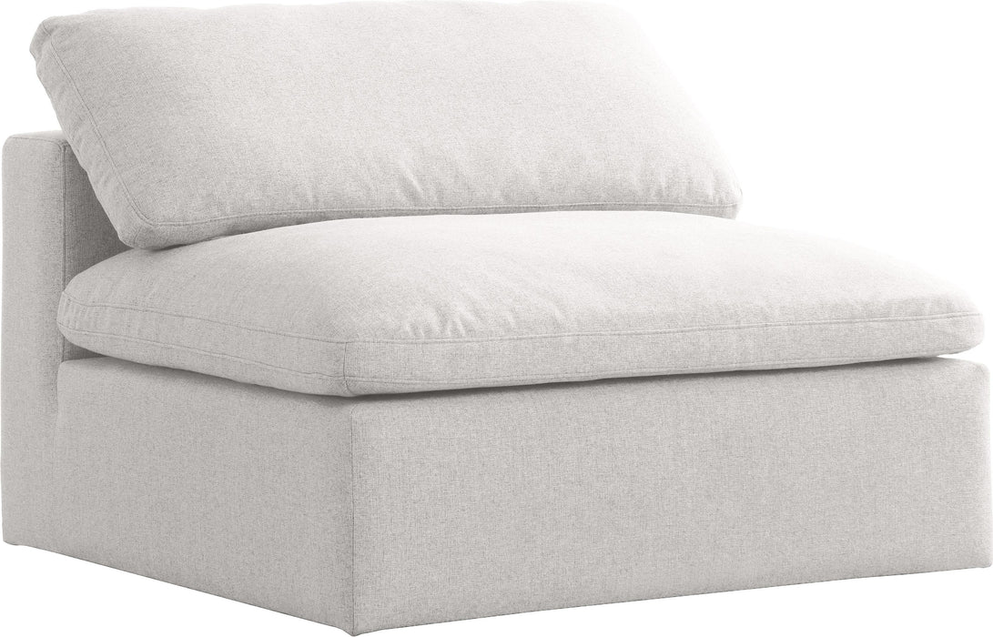 Serene Cream Linen Fabric Deluxe Cloud Armless Chair - Bargain Furniture (Detroit, MI)