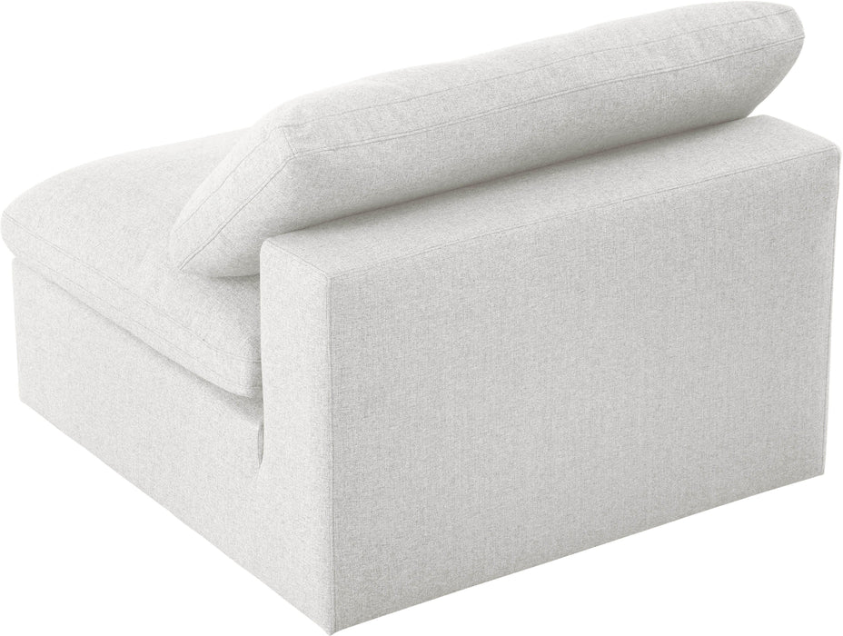 Serene Cream Linen Fabric Deluxe Cloud Armless Chair - Bargain Furniture (Detroit, MI)