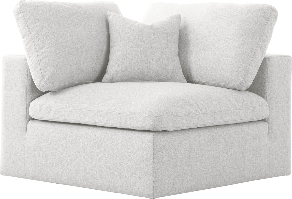 Serene Cream Linen Fabric Deluxe Cloud Corner Chair - Bargain Furniture (Detroit, MI)