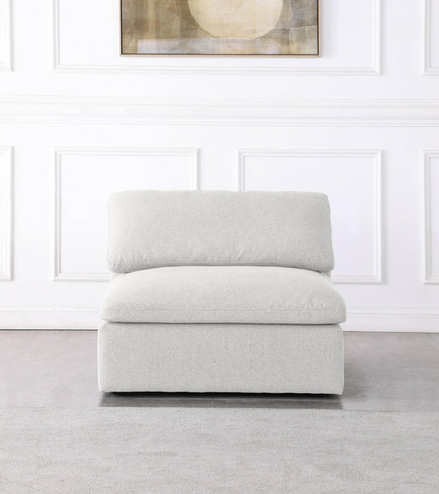 Serene Cream Linen Fabric Deluxe Cloud Armless Chair - Bargain Furniture (Detroit, MI)