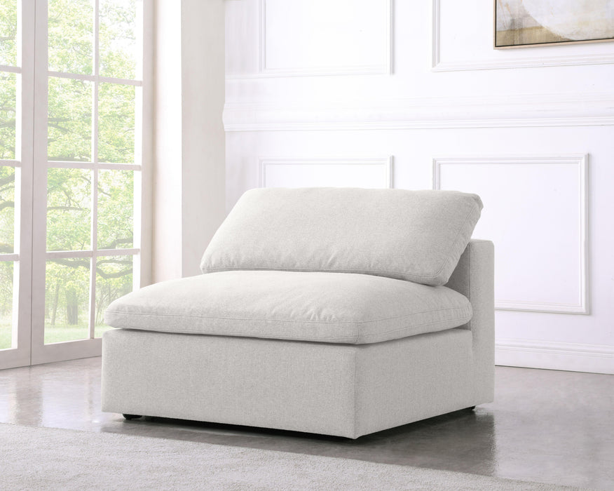 Serene Cream Linen Fabric Deluxe Cloud Armless Chair - Bargain Furniture (Detroit, MI)
