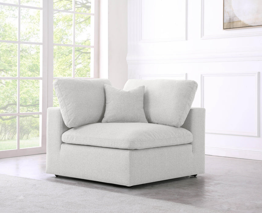 Serene Cream Linen Fabric Deluxe Cloud Corner Chair - Bargain Furniture (Detroit, MI)